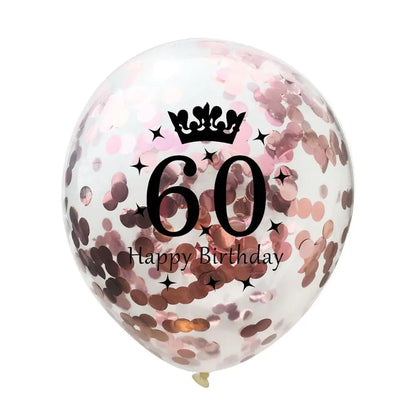 12in Crown Number Confetti Balloons
