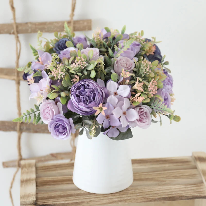 Autumn silk artificial roses flowers