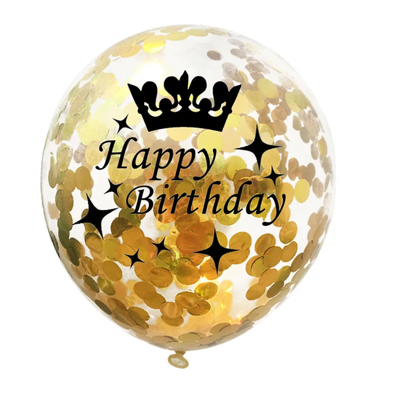 12in Crown Number Confetti Balloons