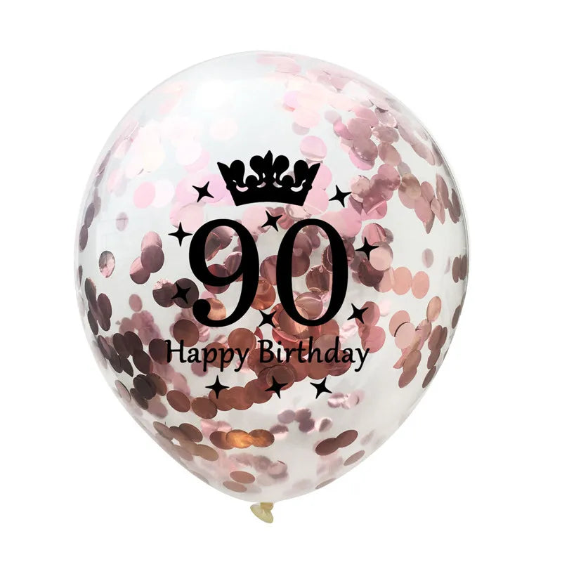 12in Crown Number Confetti Balloons