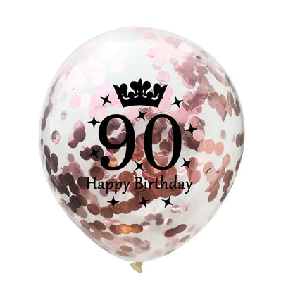 12in Crown Number Confetti Balloons