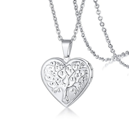 Monogram floral Oval heart locket pendant necklaces