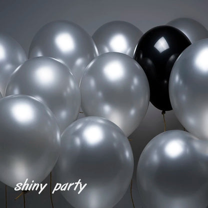 30–100PCS Pearl Balloons – White, Pink, Blue, Silver, Purple