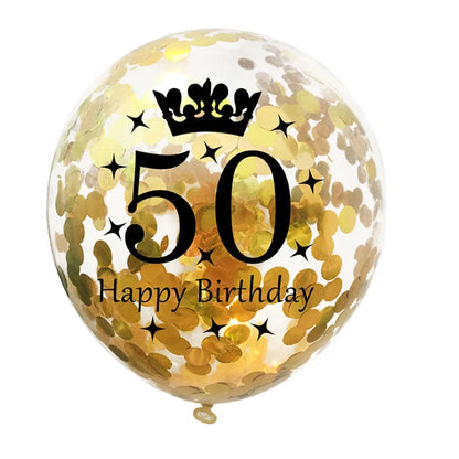 12in Crown Number Confetti Balloons