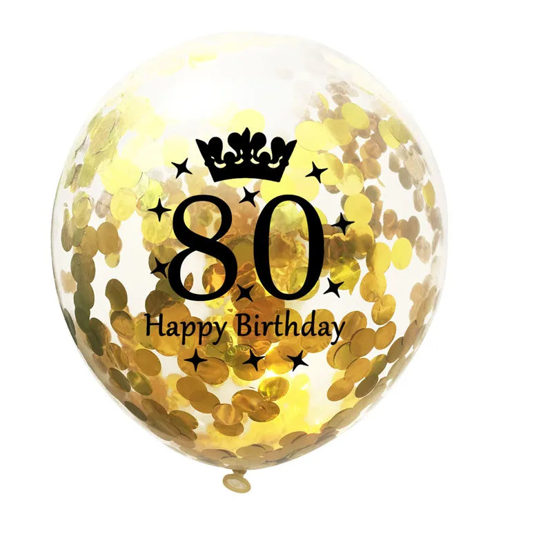 12in Crown Number Confetti Balloons