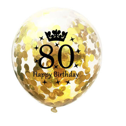 12in Crown Number Confetti Balloons