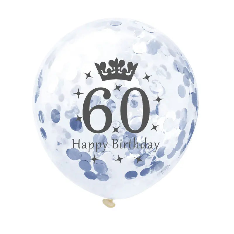 12in Crown Number Confetti Balloons