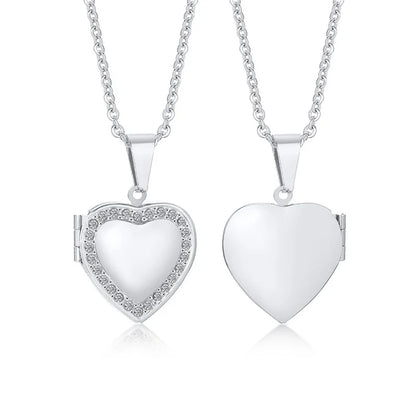 Monogram floral Oval heart locket pendant necklaces
