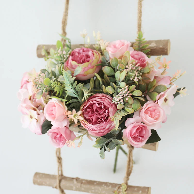 Autumn silk artificial roses flowers
