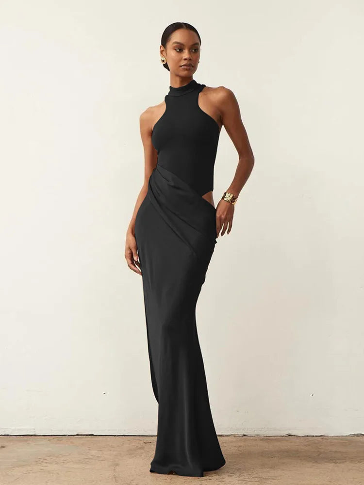 Julia Satin Hollow Out Maxi Dress