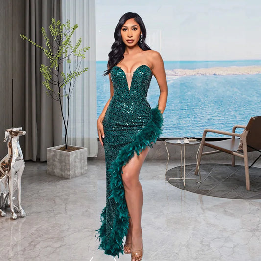 Dillma Sequin Feather Dress