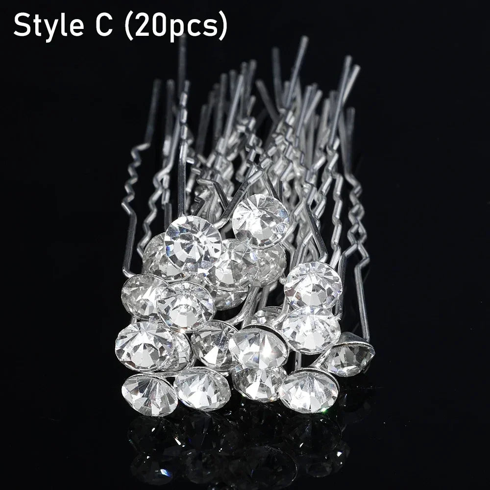 Elegant Pearl Crystal Hairpin 20pcs