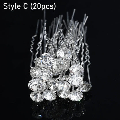 Elegant Pearl Crystal Hairpin 20pcs