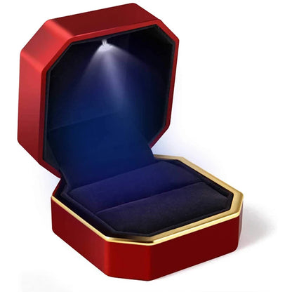 LED Light double rings box for wedding