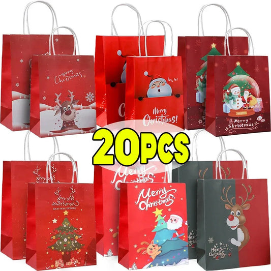 20 pcs Cute Santa Gift Box Bag