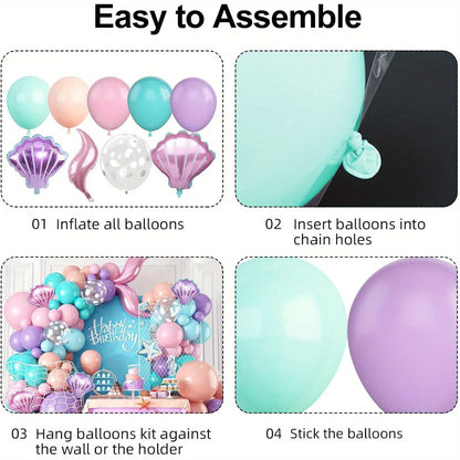 127pcs Mermaid Balloon Arch Set – Pink & Blue Party Decor