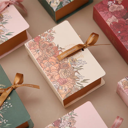 Book shape gift packaging box with ribbon 5pcs