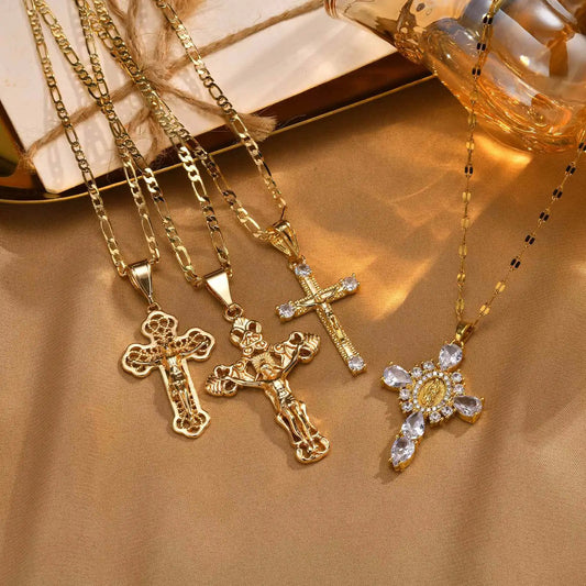 Gold plated Jesus Cross necklac