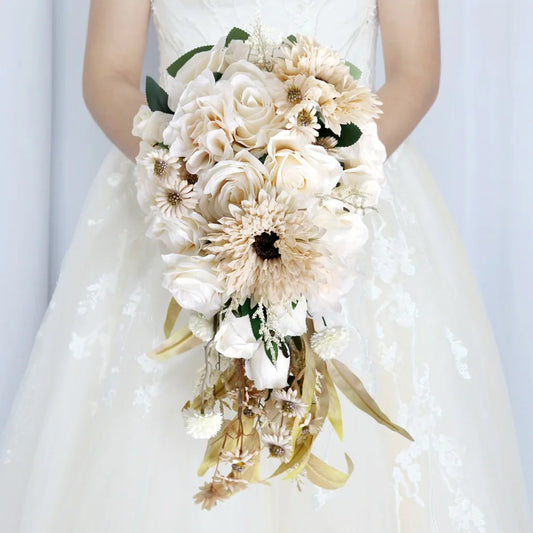 Champagne silk flower bouquets