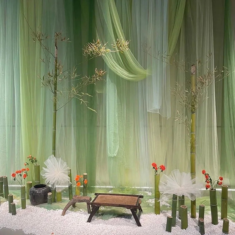 Green soft mesh fabric for decoration