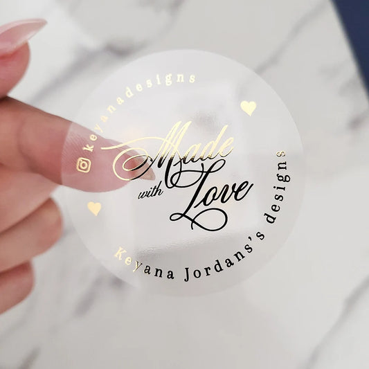 Custom round gold foil clear stickers 50pcs