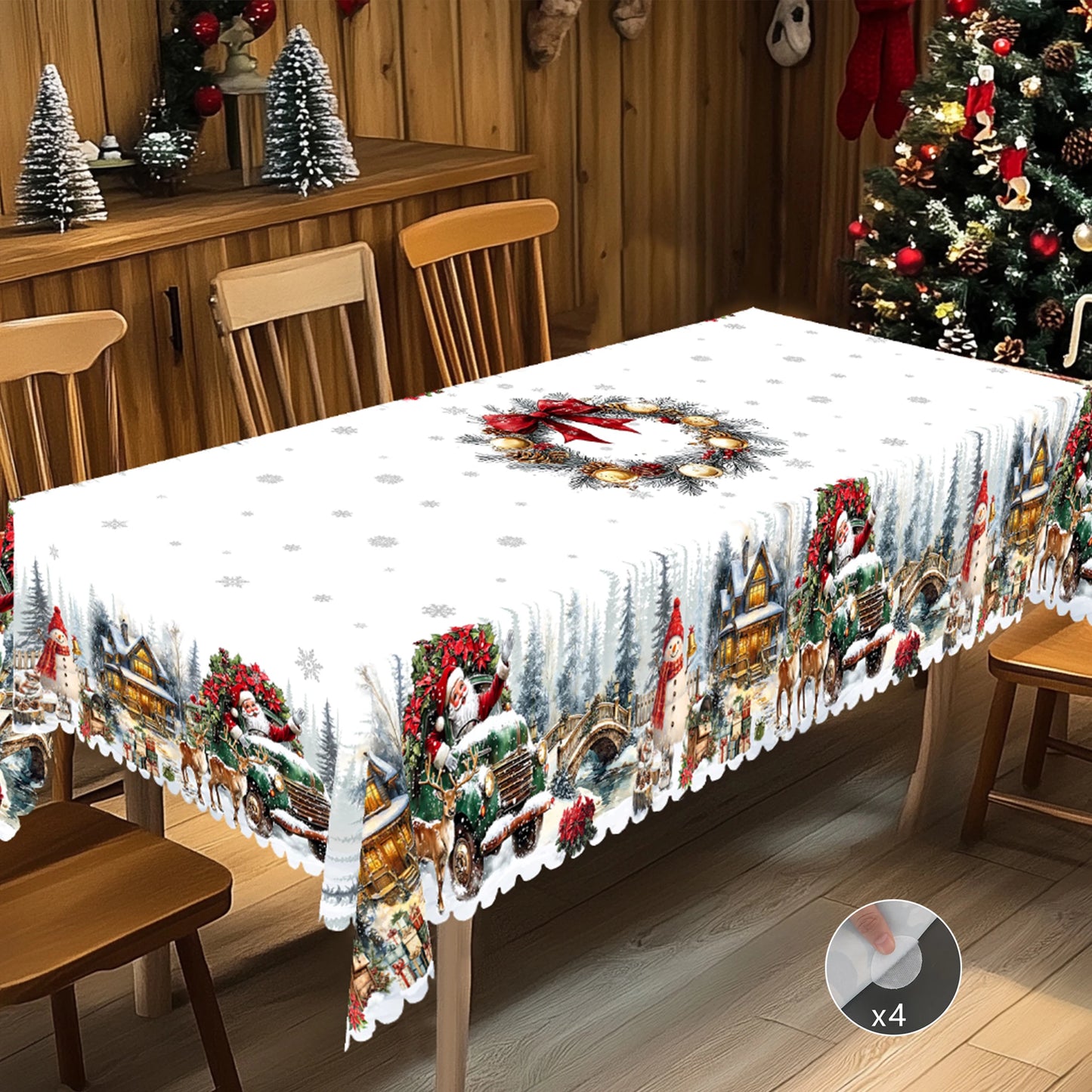 Christmas Tablecloth – Santa & Snowman