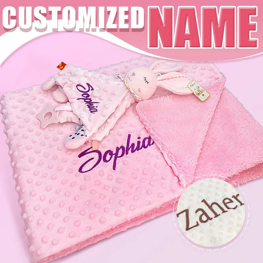 Personalized name baby blankets , stroller , sleeping dolls