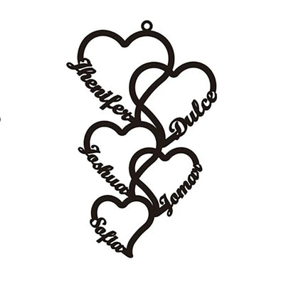 Customized 2-5 Hearts name pendant family necklace