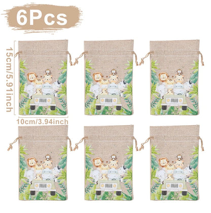 Animal character Gift Bags for Party 6pcs