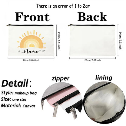 Rainbow custom name makeup bag