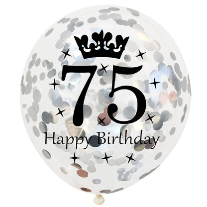 12in Crown Number Confetti Balloons