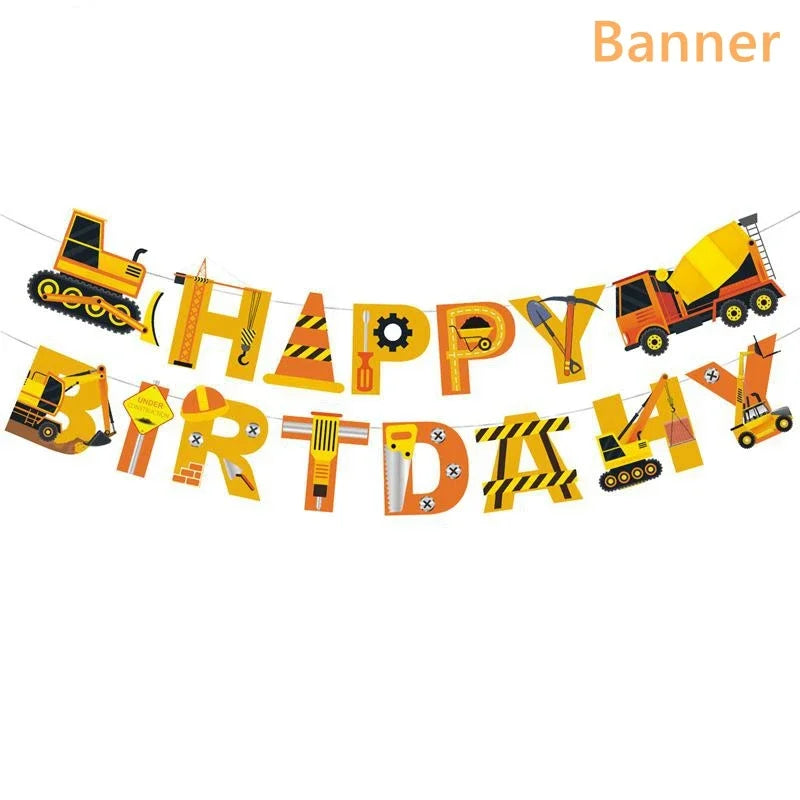 Construction party decorations kit
