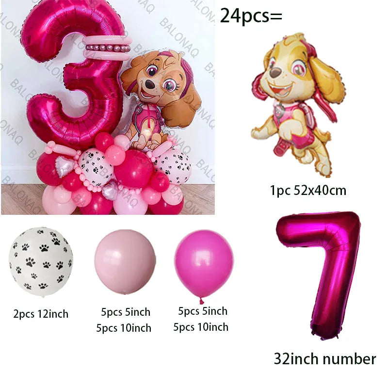 Pink PAW Patrol Balloon Number 24pcs