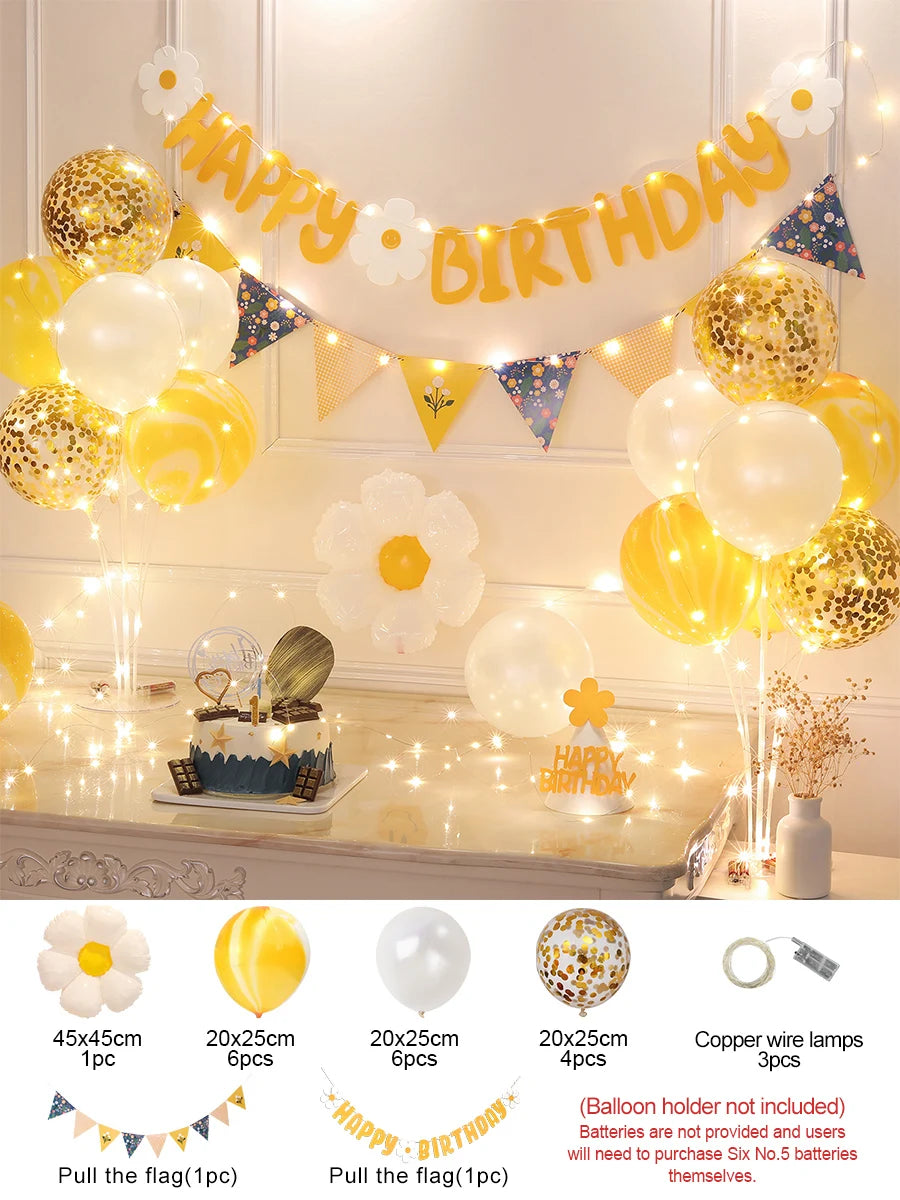 Yellow floral  balloon decoration set