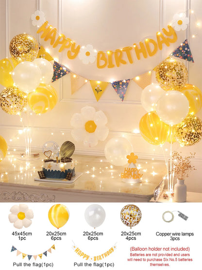 Yellow floral  balloon decoration set