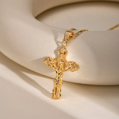 Gold plated Jesus Cross necklac