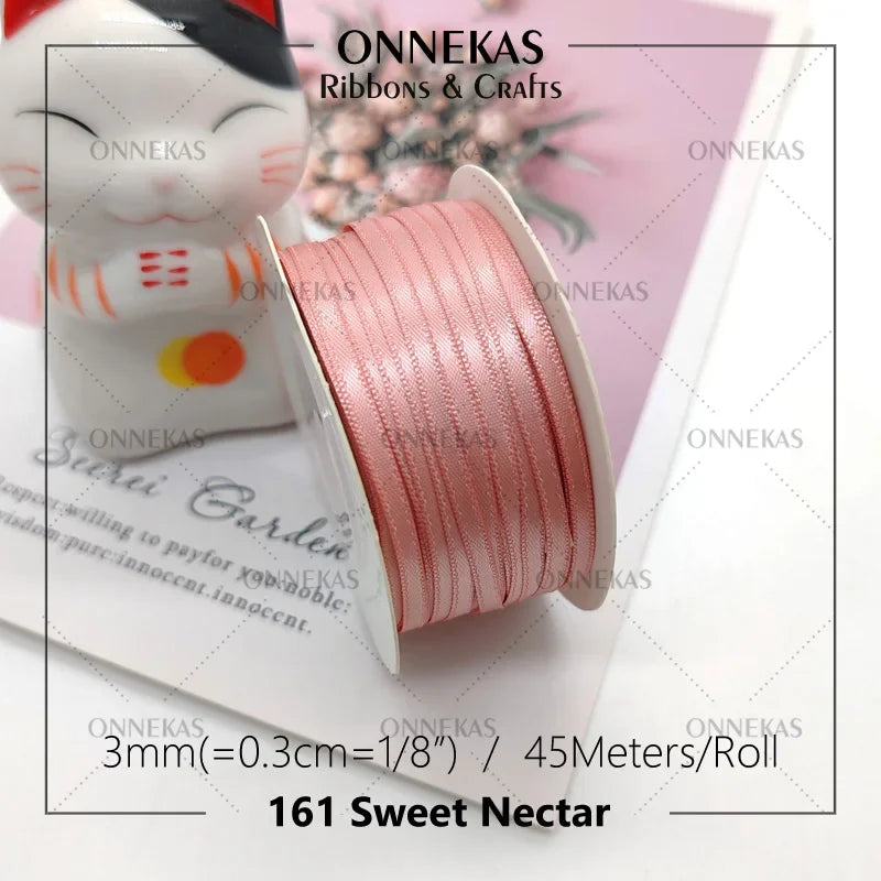 Satin ribbon 100% polyester (45M) 3mm