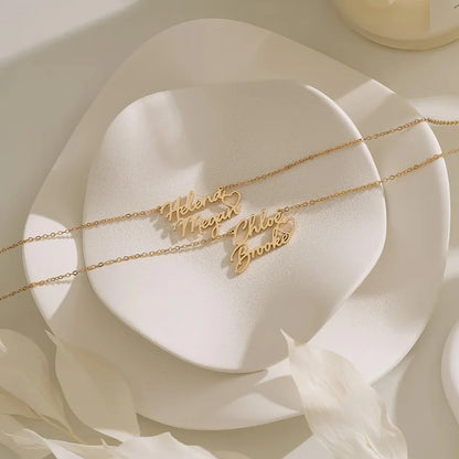 Couple necklace personalized name double with heart Love