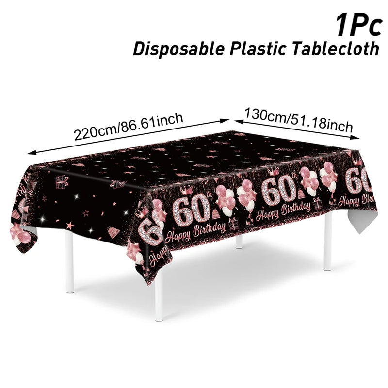 Black Gold Birhtday TableCloth