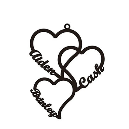 Customized 2-5 Hearts name pendant family necklace