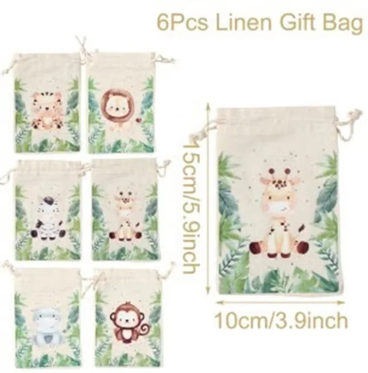 Animal character Gift Bags for Party 6pcs