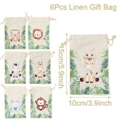 Animal character Gift Bags for Party 6pcs