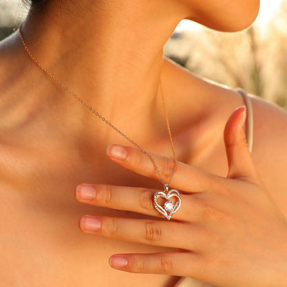 Heart for Birthstone heart I Love You necklace