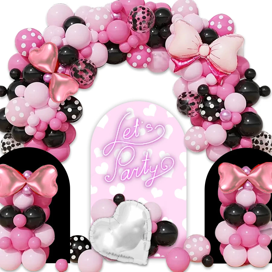 Pink & Black theme balloon arch