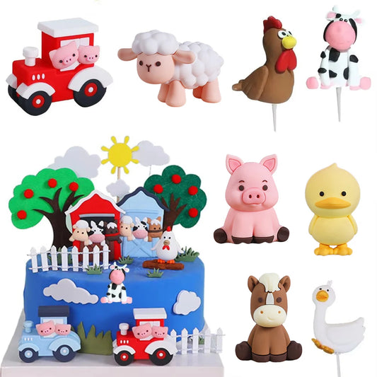 Farm animal party cake decoration 1pcs