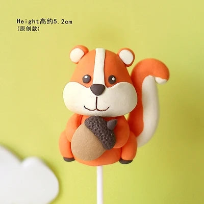Forest animal cake decoration