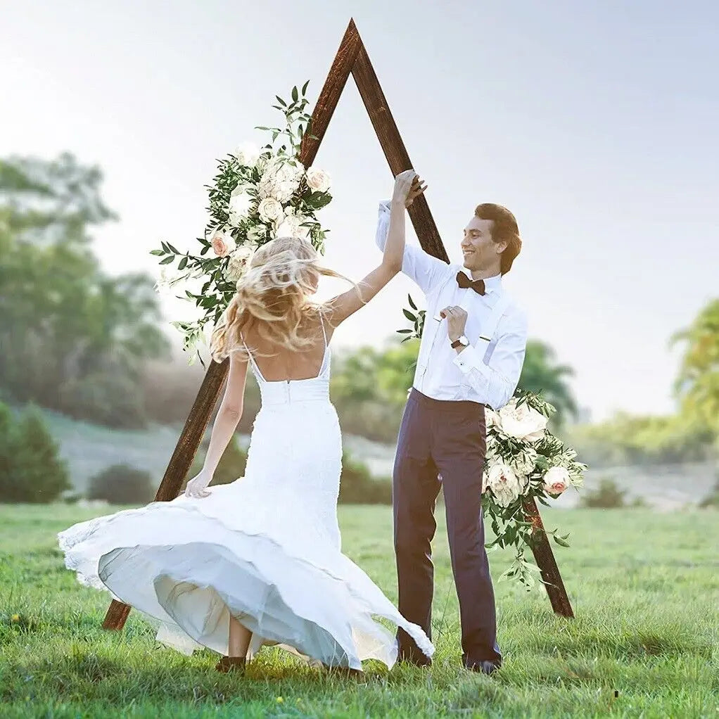 Wooden vintage wedding arch triangle stand 3m large