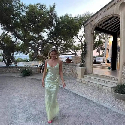 Zanna Glitter Backless Maxi Dress