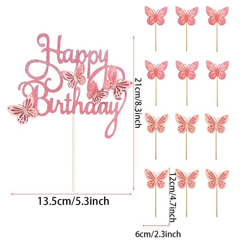 Pink Cake 3D decorations 13pcs