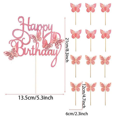 Pink Cake 3D decorations 13pcs